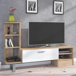 Garnero Arredamenti Parete attrezzata 152x97h cm soggiorno rovere bianco lucido Isabel Sale