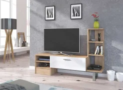 Garnero Arredamenti Parete attrezzata 152x97h cm soggiorno rovere bianco lucido Isabel Sale