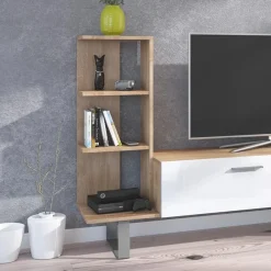 Garnero Arredamenti Parete attrezzata 152x97h cm soggiorno rovere bianco lucido Isabel Sale