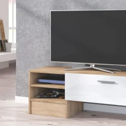 Garnero Arredamenti Parete attrezzata 152x97h cm soggiorno rovere bianco lucido Isabel Sale