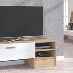 Garnero Arredamenti Parete attrezzata 152x97h cm soggiorno rovere bianco lucido Isabel Sale