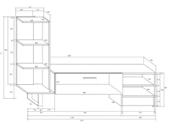 Garnero Arredamenti Parete attrezzata 152x97h cm soggiorno rovere bianco lucido Isabel Sale
