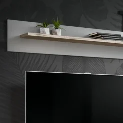 Garnero Arredamenti Parete attrezzata 240x150h cm soggiorno quercia grigio Oviedo Gihome® Grigio - Rovere Sale