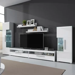 Garnero Arredamenti Parete attrezzata 350x170h cm soggiorno Frisk Bianco Lucido Outlet