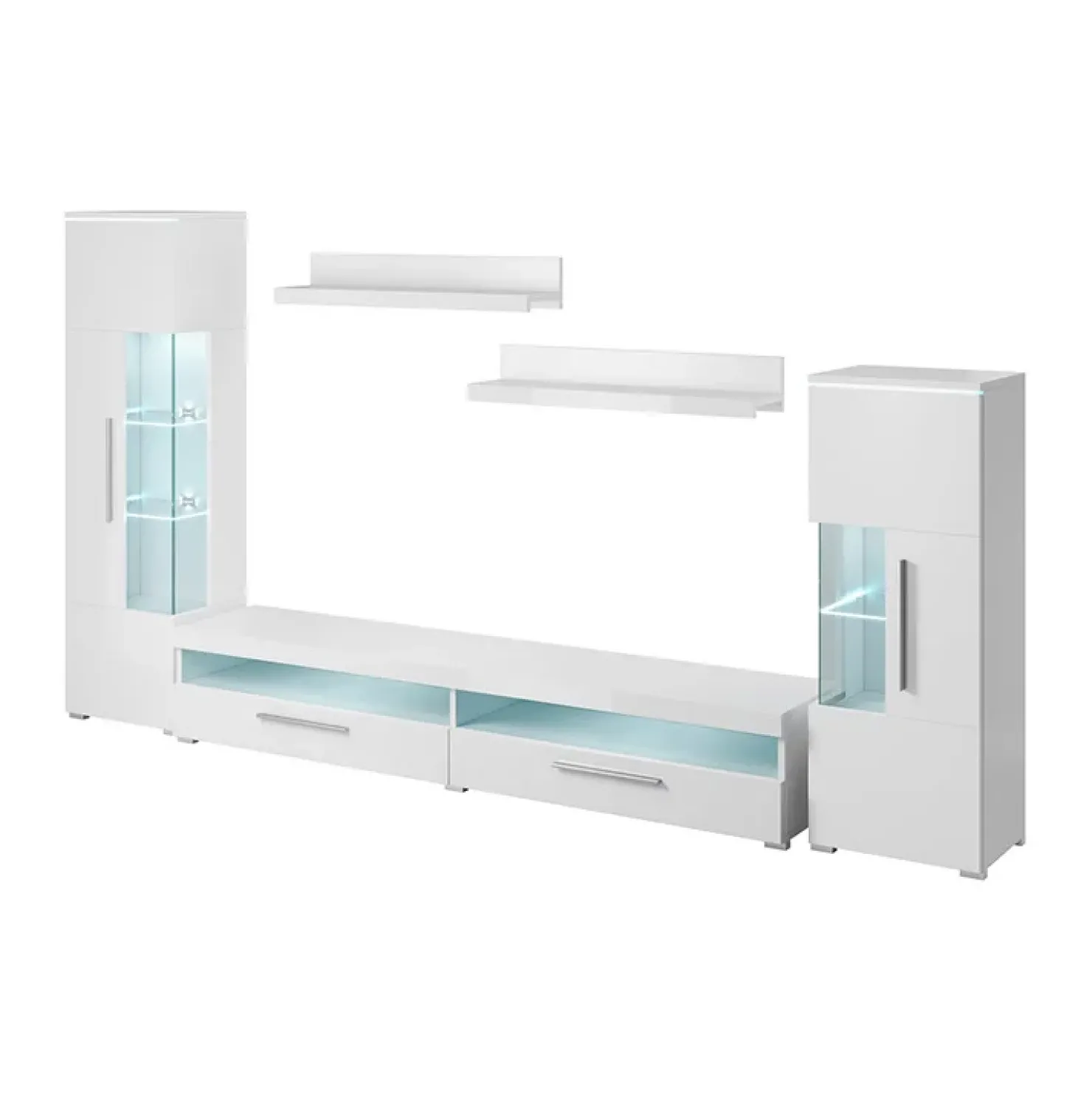 Garnero Arredamenti Parete attrezzata 350x170h cm soggiorno Frisk Bianco Lucido Outlet