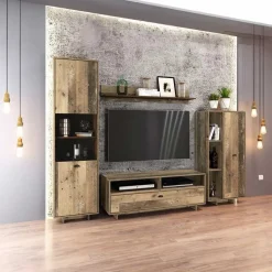 Garnero Arredamenti Parete attrezzata 260x185h cm soggiorno legno vecchio antico West Gihome® Online