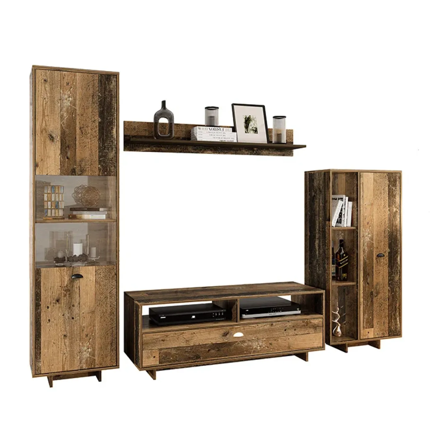 Garnero Arredamenti Parete attrezzata 260x185h cm soggiorno legno vecchio antico West Gihome® Online