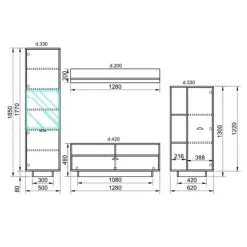 Garnero Arredamenti Parete attrezzata 260x185h cm soggiorno legno vecchio antico West Gihome® Online