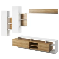 Garnero Arredamenti Parete attrezzata 260x190h cm soggiorno moderna rovere bianco opaco Blob Rovere - Bianco opaco Sale