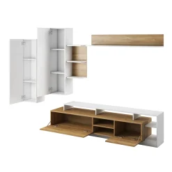 Garnero Arredamenti Parete attrezzata 260x190h cm soggiorno moderna rovere bianco opaco Blob Rovere - Bianco opaco Sale