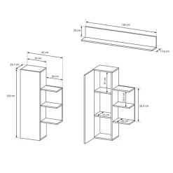 Garnero Arredamenti Parete attrezzata 260x190h cm soggiorno moderna rovere bianco opaco Blob Rovere - Bianco opaco Sale