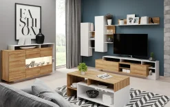 Garnero Arredamenti Parete attrezzata 260x190h cm soggiorno moderna rovere bianco opaco Blob Rovere - Bianco opaco Sale