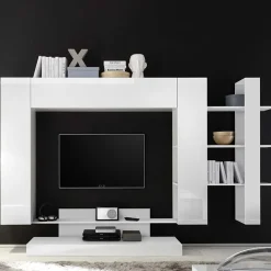 Garnero Arredamenti Parete attrezzata 259x175h cm soggiorno bianco lucido Steppi 4 Discount