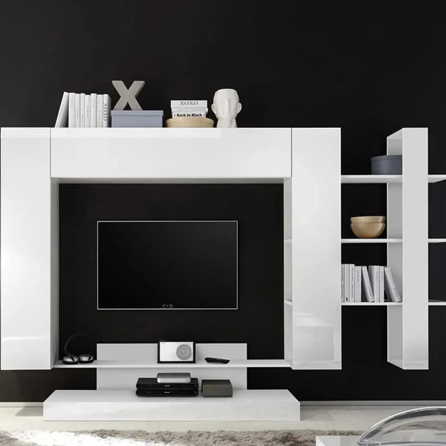 Garnero Arredamenti Parete attrezzata 259x175h cm soggiorno bianco lucido Steppi 4 Discount