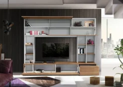 Garnero Arredamenti Parete attrezzata 277x211h cm soggiorno bianco noce stelvio Illuminum Noce - Bianco opaco Online