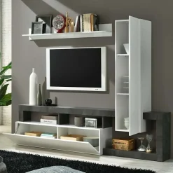 Garnero Arredamenti Parete attrezzata 219x200h cm soggiorno bianco lucido ossido Invictus 2 Ossido - Bianco Lucido Outlet