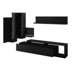 Garnero Arredamenti Parete attrezzata 219x205h cm soggiorno Megan Gihome® Nero Opaco Best