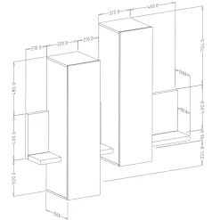 Garnero Arredamenti Parete attrezzata 219x205h cm soggiorno Megan Gihome® Nero Opaco Best