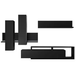 Garnero Arredamenti Parete attrezzata 219x205h cm soggiorno Megan Gihome® Nero Opaco Best