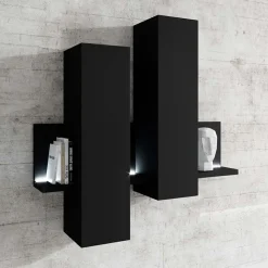 Garnero Arredamenti Parete attrezzata 219x205h cm soggiorno Megan Gihome® Nero Opaco Best