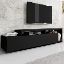 Garnero Arredamenti Parete attrezzata 219x205h cm soggiorno Megan Gihome® Nero Opaco Best
