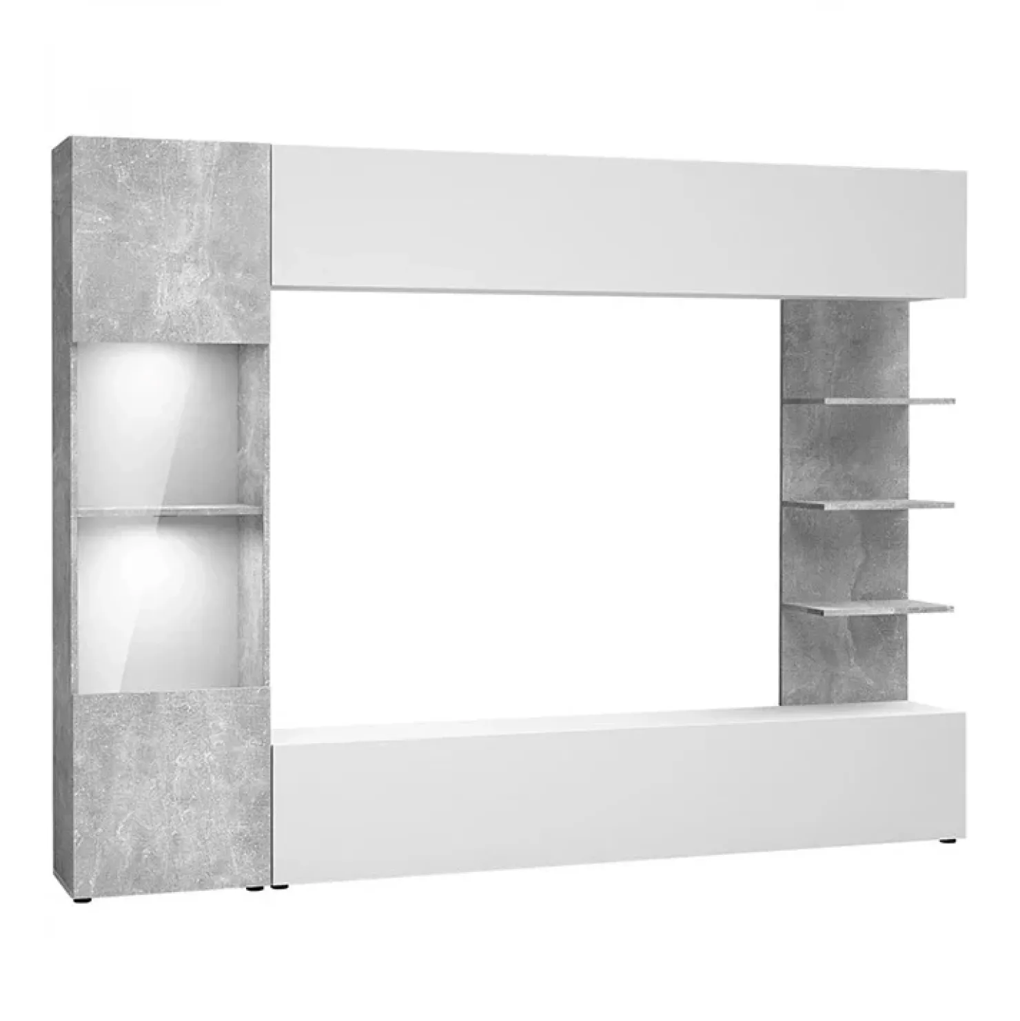 Garnero Arredamenti Parete attrezzata 250x187h cm soggiorno bianco effetto pietra Gracia Outlet