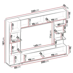 Garnero Arredamenti Parete attrezzata 250x187h cm soggiorno bianco effetto pietra Gracia Outlet