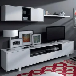 Garnero Arredamenti Parete attrezzata 200x145h cm soggiorno bianco antracite Belle Hot