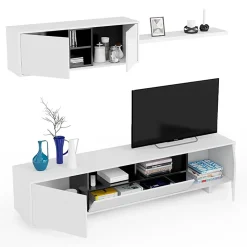 Garnero Arredamenti Parete attrezzata 200x145h cm soggiorno bianco antracite Belle Hot