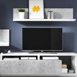 Garnero Arredamenti Parete attrezzata 219x205h cm soggiorno bianco opaco Megan Gihome® Bianco Opaco - Cemento Best