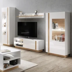 Garnero Arredamenti Parete attrezzata 270x194h cm soggiorno bianco opaco e lucido Noa Gihome® Clearance