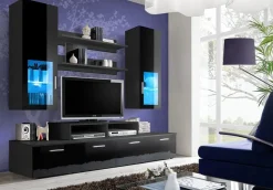 Garnero Arredamenti Parete attrezzata 200x190h cm soggiorno Orlando Gihome® Nero Lucido Best