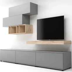 Garnero Arredamenti Parete attrezzata 270x183h cm soggiorno rovere antracite America Gihome® Grigio - Rovere Best