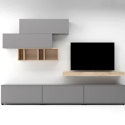 Garnero Arredamenti Parete attrezzata 270x183h cm soggiorno rovere antracite America Gihome® Grigio - Rovere Best