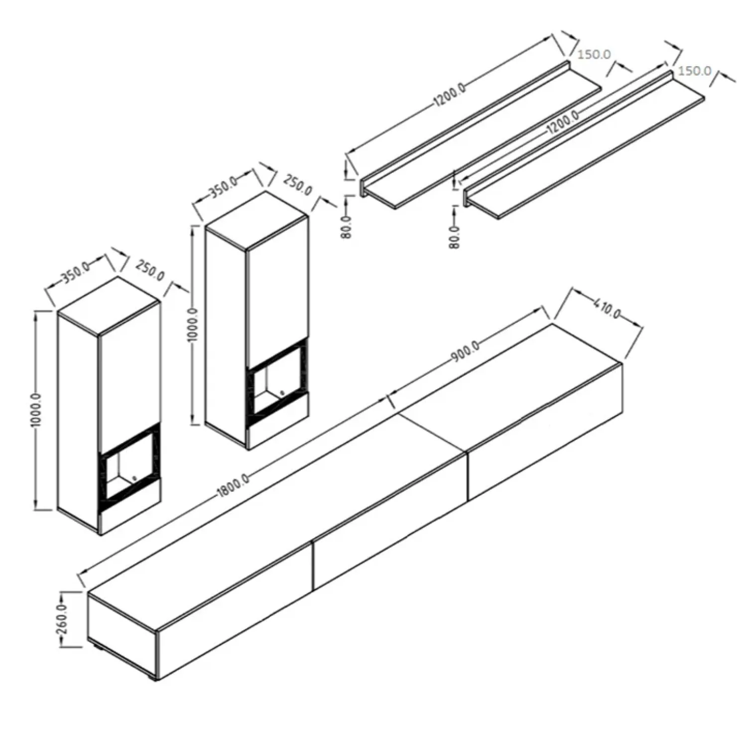 Garnero Arredamenti Parete attrezzata 270x176h cm soggiorno bianco nero Emotion Gihome® Bianco Lucido Hot