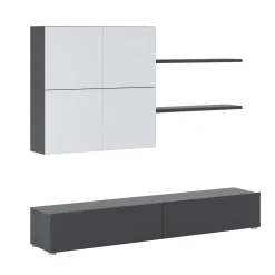 Garnero Arredamenti Parete attrezzata 200x195h cm soggiorno bianco frassinato antracite Euphoria Bianco Frassinato - Antracite