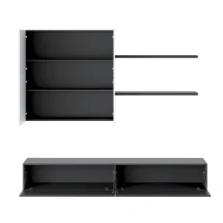 Garnero Arredamenti Parete attrezzata 200x195h cm soggiorno bianco frassinato antracite Euphoria Bianco Frassinato - Antracite