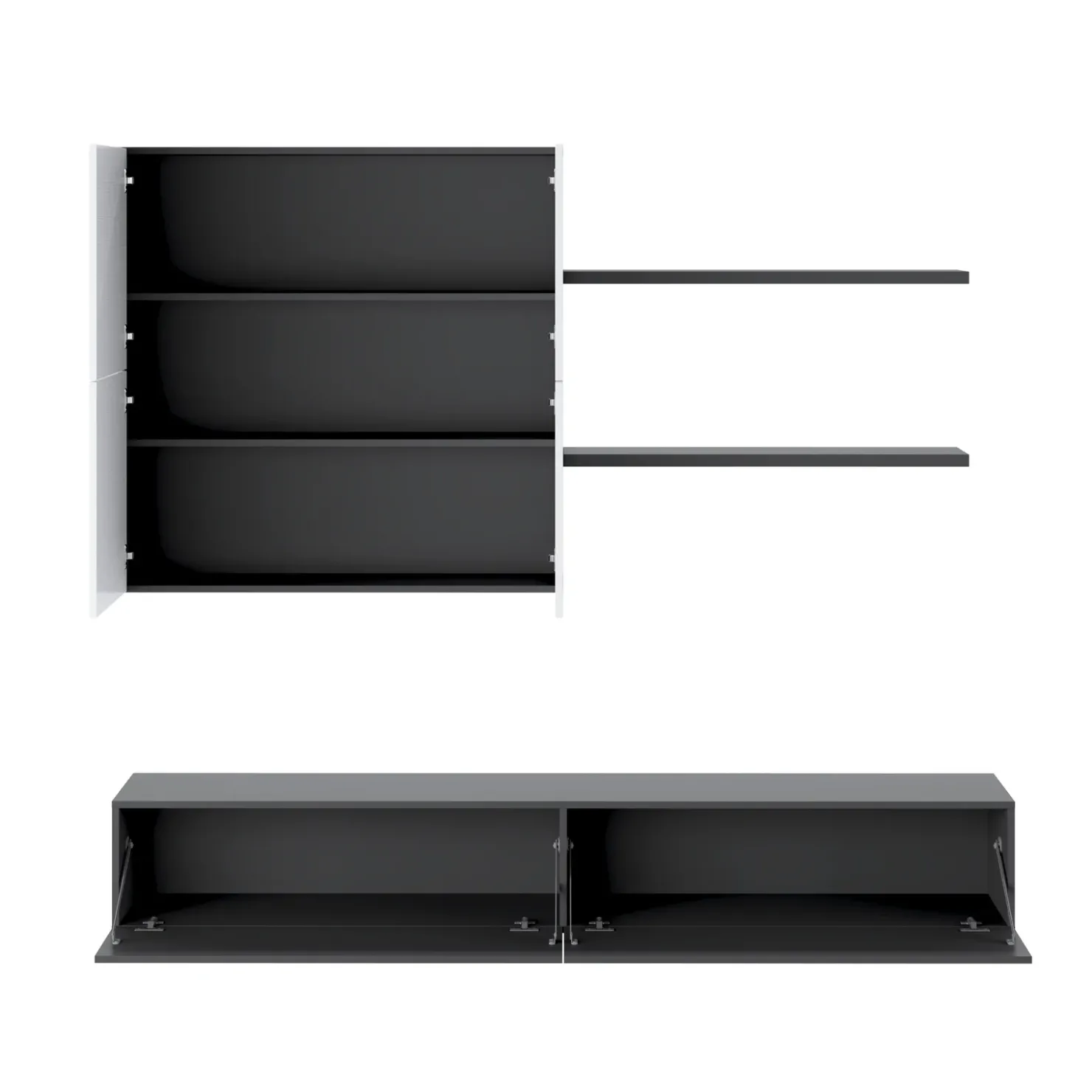 Garnero Arredamenti Parete attrezzata 200x195h cm soggiorno bianco frassinato antracite Euphoria Bianco Frassinato - Antracite