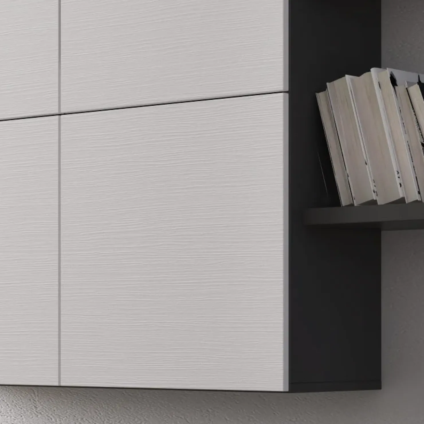 Garnero Arredamenti Parete attrezzata 200x195h cm soggiorno bianco frassinato antracite Euphoria Bianco Frassinato - Antracite