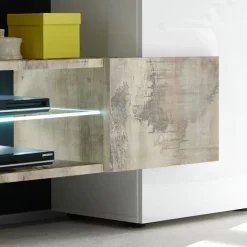 Garnero Arredamenti Parete attrezzata 258x143h cm soggiorno bianco lucido pero Starck Bianco Lucido - Rovere Sale