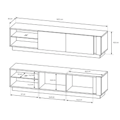 Garnero Arredamenti Parete attrezzata 248x194h cm soggiorno rovere antracite Noa Gihome® Outlet