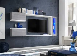 Garnero Arredamenti Parete attrezzata 230x95h cm soggiorno bianco cemento Almada Gihome® New