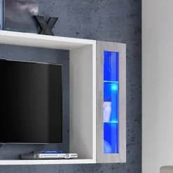 Garnero Arredamenti Parete attrezzata 230x95h cm soggiorno bianco cemento Almada Gihome® New