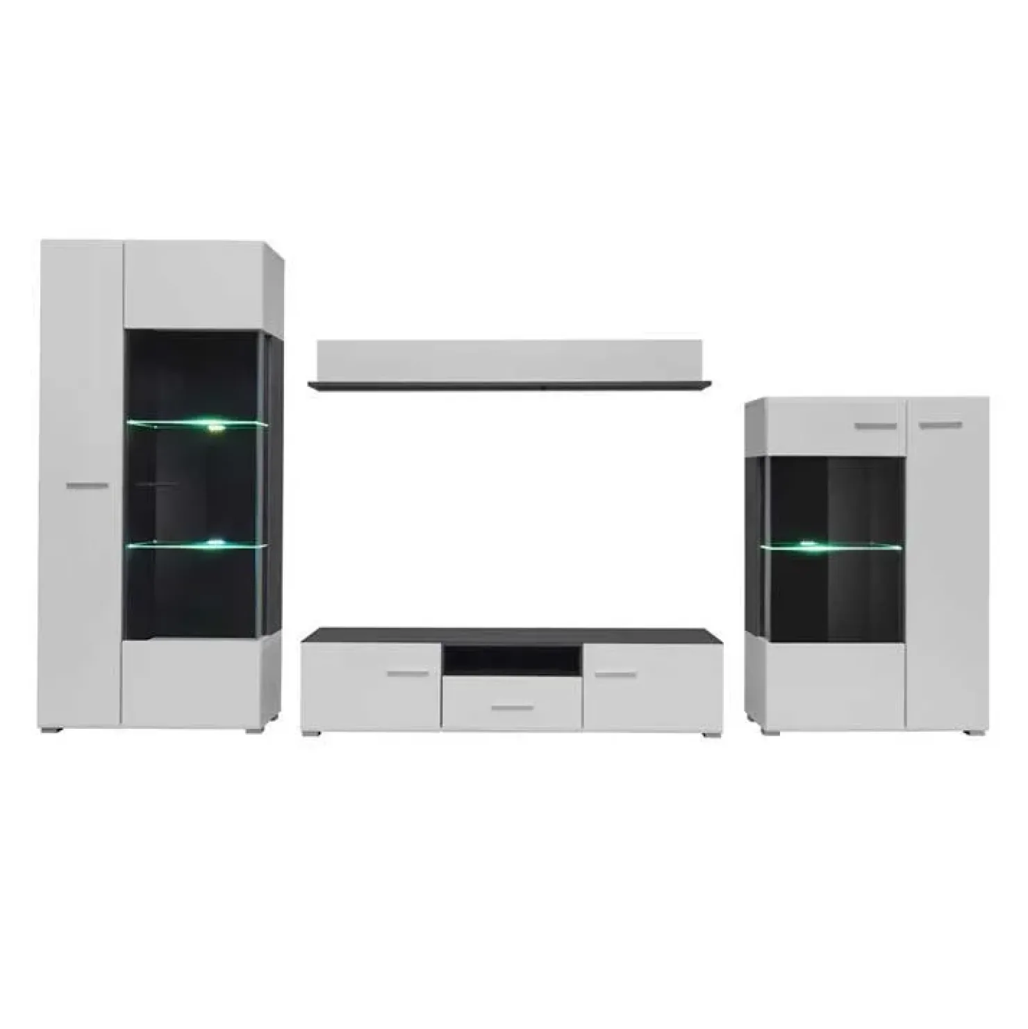 Garnero Arredamenti Parete attrezzata 310x190h cm soggiorno pino nero York Gihome® Bianco Lucido Hot