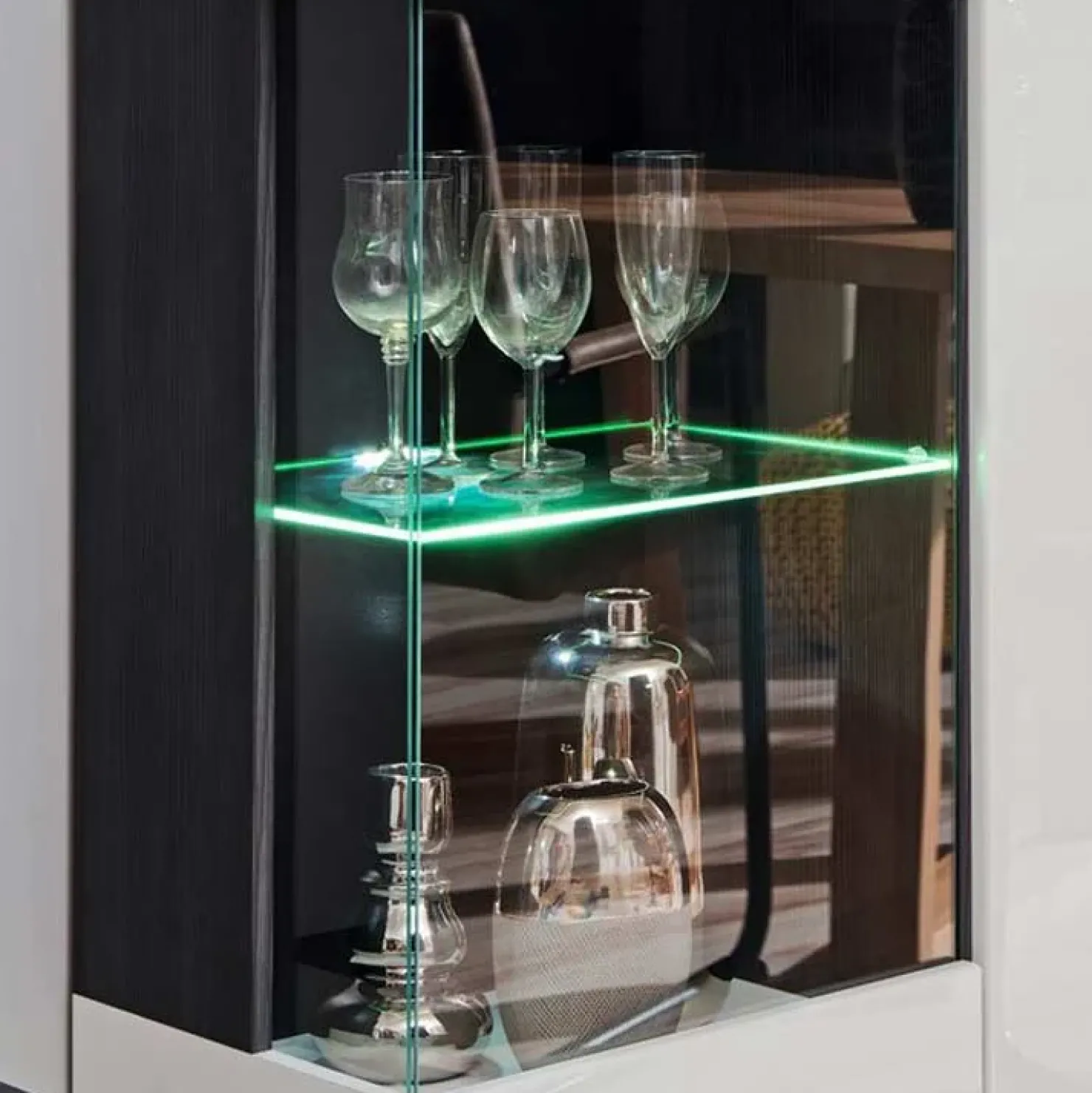 Garnero Arredamenti Parete attrezzata 310x190h cm soggiorno pino nero York Gihome® Bianco Lucido Hot