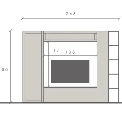 Garnero Arredamenti Parete attrezzata 248x186h cm tortora rovere scuro Sunset 104 Online