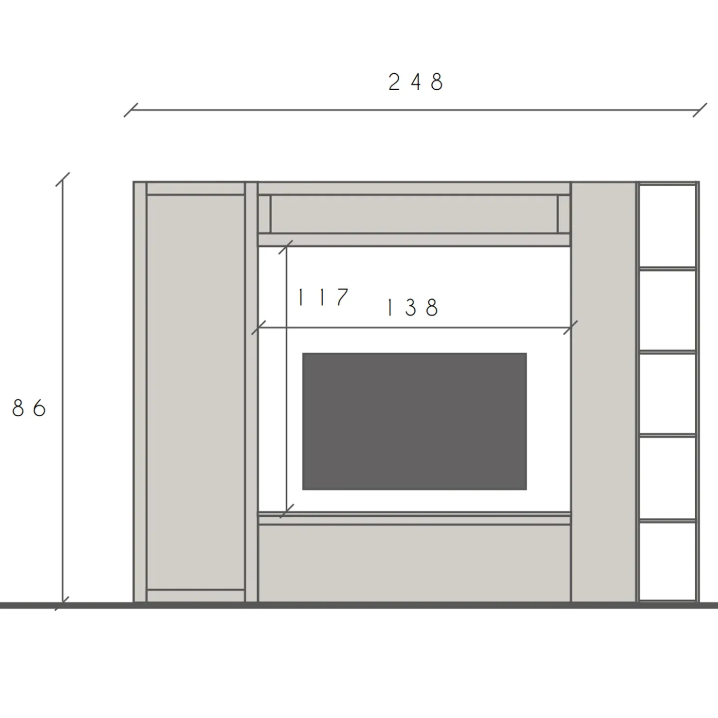 Garnero Arredamenti Parete attrezzata 248x186h cm tortora rovere scuro Sunset 104 Online