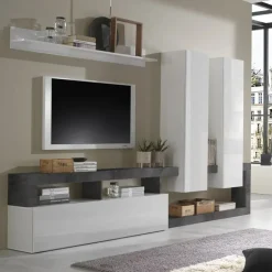 Garnero Arredamenti Parete attrezzata 277x200h moderna cm bianco lucido ossido Invictus Ossido - Bianco Lucido New