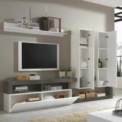 Garnero Arredamenti Parete attrezzata 277x200h moderna cm bianco lucido ossido Invictus Ossido - Bianco Lucido New