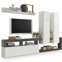 Garnero Arredamenti Parete attrezzata 277x200h moderna cm bianco lucido ossido Invictus Ossido - Bianco Lucido New